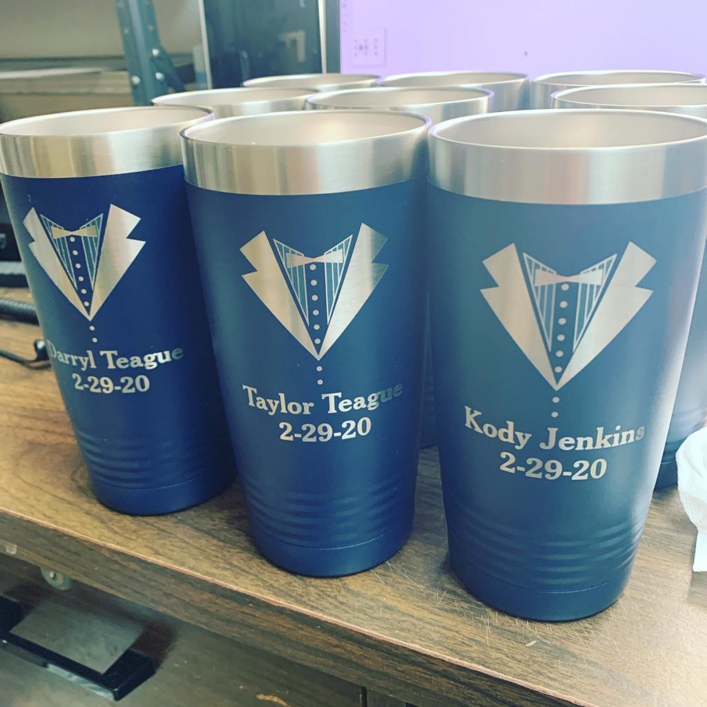 Blue personalized tumblers